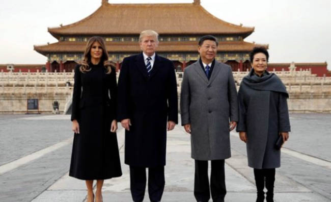 ترامپ با استقبال رسمی رئیس‌جمهوری چین وارد بجینگ شد 